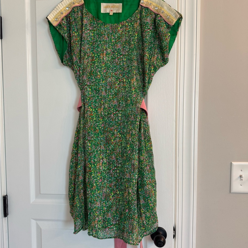 Lauren Moffatt Green Floral Mini Dress